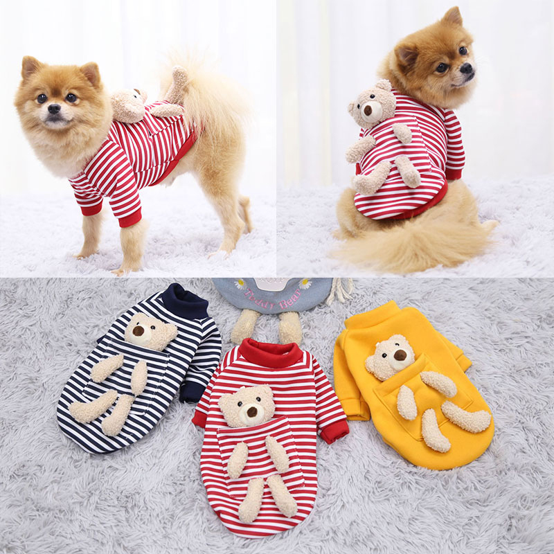 Cute Pet Hooded Sweater,Puppy Knitwear Striped Shirt Winter Warm Dog Clothes Hallowween Themed Coat Apparel Alixyz 